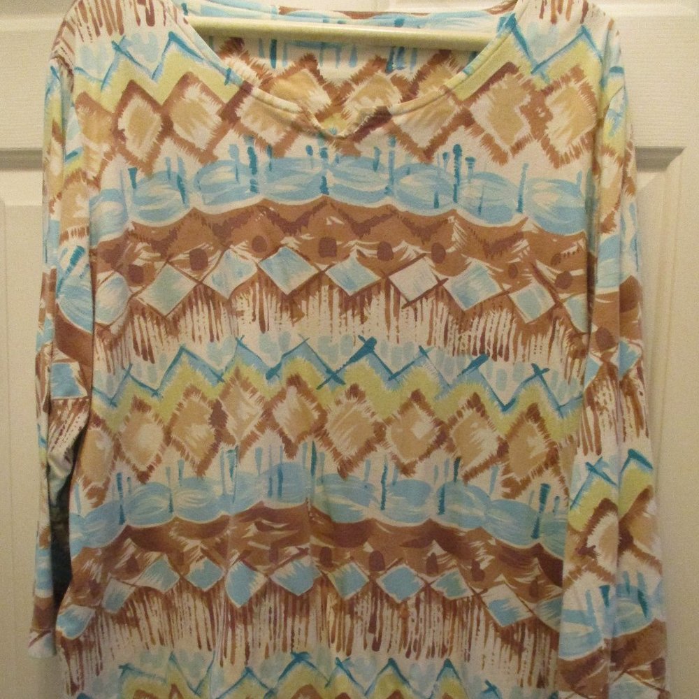 Southern Lady Pullover Multicolor 3/4 Sleeves Blouse/Top Size: XL